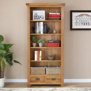 Rustic Oak : Kệ Sách 5 Tầng + 2 Hộc Kéo - 90 x 180cm